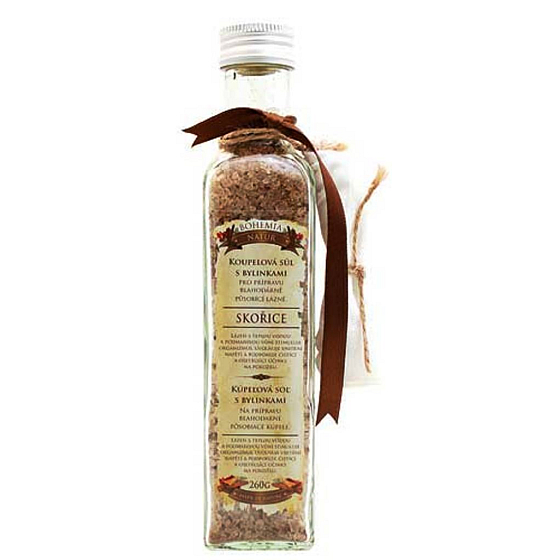 Bohemia Gifts Zimt und Akazie mit aphrodisierendem Duft Kräuterbadesalz mit Filterbeutel 260 g Glasdeckel