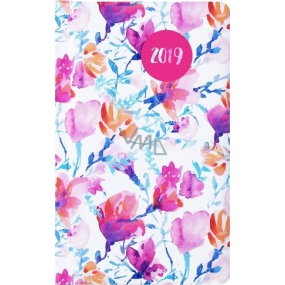 Albi Diary 2019 Tasche wöchentlich Aquarellblumen 15,5 x 9,5 x 1,2 cm