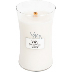 WoodWick White Teak - Weiße Teak-Duftkerze mit Holzdocht und Deckelglas groß 609,5 g