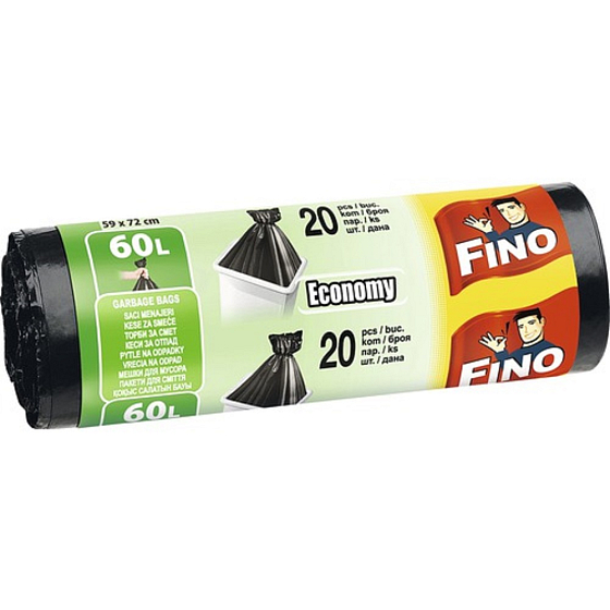 Fino Economy-Müllbeutel schwarz, 13 µ, 60 Liter 59 x 72 cm, 20 Stück