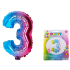 Wiky Aufblasbarer Regenbogen Ballon Nummer 3, 40 cm