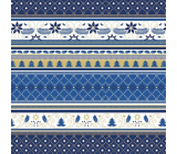 Präsenta Geschenkpapier 70 x 200 cm Weihnachten blau, weiß, goldene Bänder, weihnachtliche Muster
