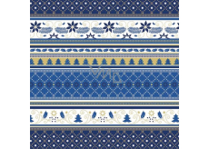 Präsenta Geschenkpapier 70 x 200 cm Weihnachten blau, weiß, goldene Bänder, weihnachtliche Muster