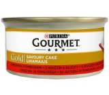 Gourmet Gold Savoury Cake grobe Pastete mit Rindfleisch und Tomaten in Dosen für ausgewachsene Katzen 85 g