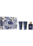 Versace Dylan Blue Pour Homme Eau de Toilette 50 ml + Rasierbalsam 50 ml + Duschgel 50 ml, Geschenkset für Männer