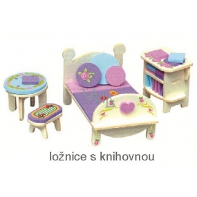 Mini Dream Home Holzpuzzle Möbel der Träume 05 Schlafzimmer mit Bücherregal 20 x 15 cm