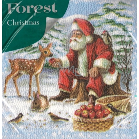 Waldpapierservietten 1 Lage 33 x 33 cm 20 Stück Weihnachten Weihnachtsmann und Damhirschkuh