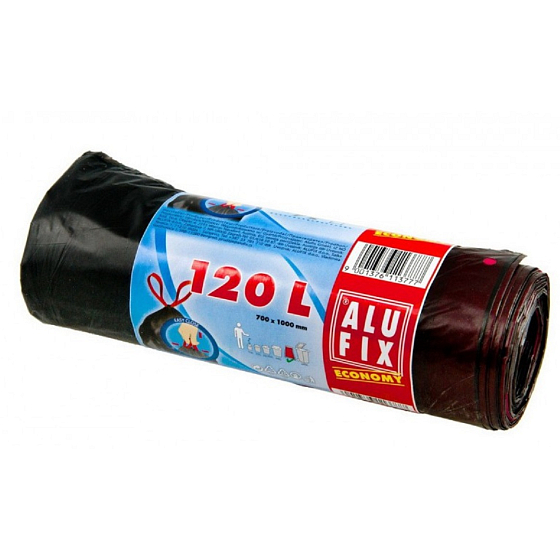Alufix Economy Einziehbare Müllsäcke schwarz, 21 µ 120 Liter, 70 x 100 cm, 7 Stück