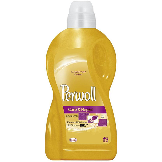 Perwoll Care & Repair Waschgel erneuert die Fasern und verhindert das Pilling von 45 Dosen von 2,7 l