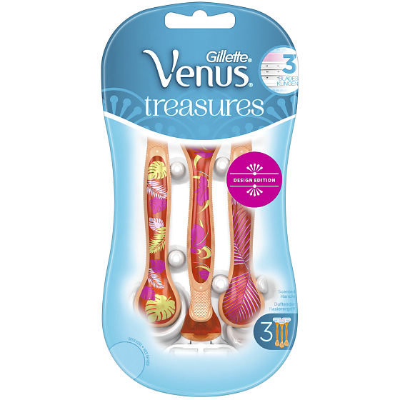 Gillette Venus Treasures Design Edition Orange Orange Ready Rasierer 3 Stück für Damen