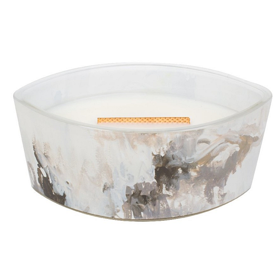 WoodWick Honey Tabac - Artisan Honig-Tabak-Duftkerze mit breitem Holzdocht und Glasschiffdeckel 453 g