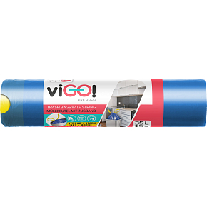 viGO Müllsäcke, ziehbar, 12 µ, 50 × 60 cm, 35 l, 15 Stk.