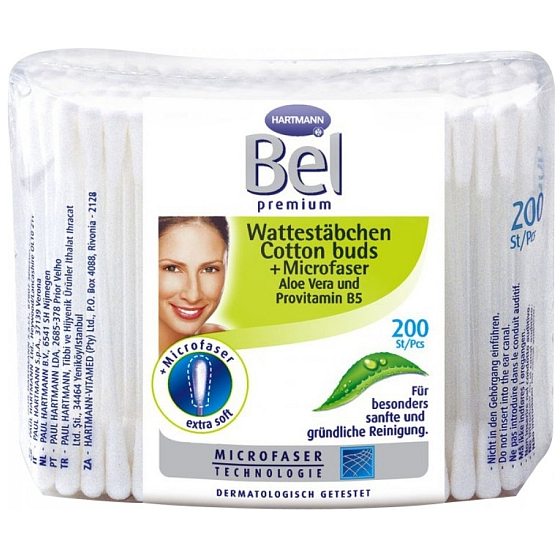 Bel Premium Aloe Vera und Provitamin B5 Wattestäbchen Tasche von 200 Stück