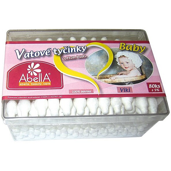 Abella Baby Wattestäbchen in einer Schachtel mit 80 Stück