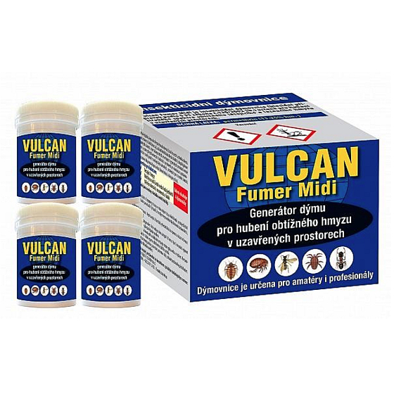 Vulcan Fumer Midi Schornstein zur Ausrottung von Wanzen und anderen schwierigen Insekten in geschlossenen Räumen 4 x 11 g