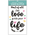 Wandaufkleber mit dem Text Love, life 60 x 32 cm