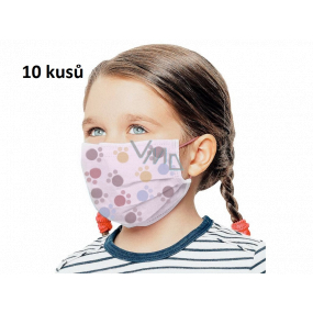 3-lagiger medizinischer Einweg-Vliesschutz, geringer Atemwiderstand für Kinder 10 Stück rosa Pfotenabdruck