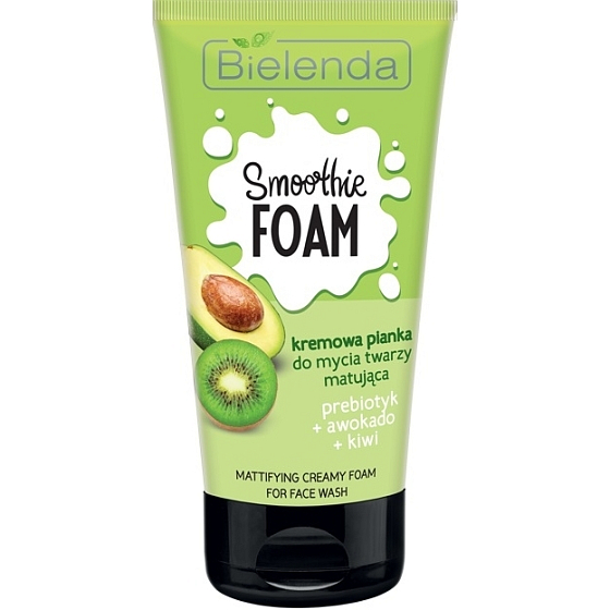 Bielenda Smoothie-Schaum Avocado + Kiwi + Probiotika Normalisierender Creme-Reinigungsschaum 135 g