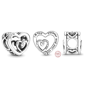 Sterling Silber 925 Herzen, verbunden unendlich - starke Bindung zwischen einer Mutter und ihren Kindern, Perle auf ein Armband Familie