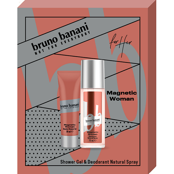 Bruno Banani Magnetic Woman parfümiertes Deodorant Glas 75 ml + Duschgel 50 ml, Kosmetikset für Frauen