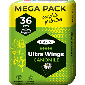 Carin Ultra Wings Kamille dámské vložky, 36 ks