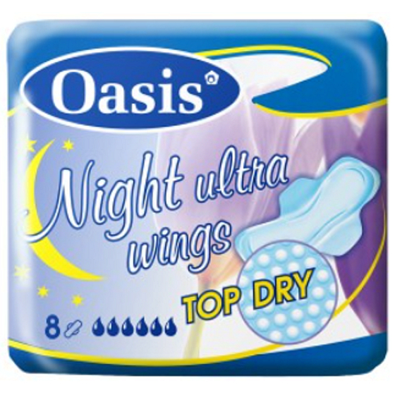 Oasis Ultra Wings Night Top Trockene Intimpolster mit Flügeln 8 Stück
