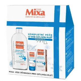 Mixa Feuchtigkeitsspendende Pflege für empfindliche Haut Lichtausgleichende Feuchtigkeitscreme 6% 50 ml + Mizellenlotion für empfindliche Haut 400 ml, Kosmetikset