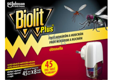 Biolit Plus Elektrischer Verdampfer mit Citronella-Duft gegen Mücken und Fliegen 45 Nächte Gerät + Nachfüllpack 31 ml