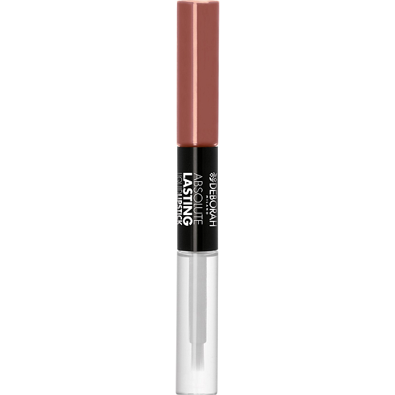 Deborah Milano Absolut anhaltender flüssiger Lippenstift 2 in 1 Lippenstift und Lipgloss 09 Real Nude 2 x 4 ml