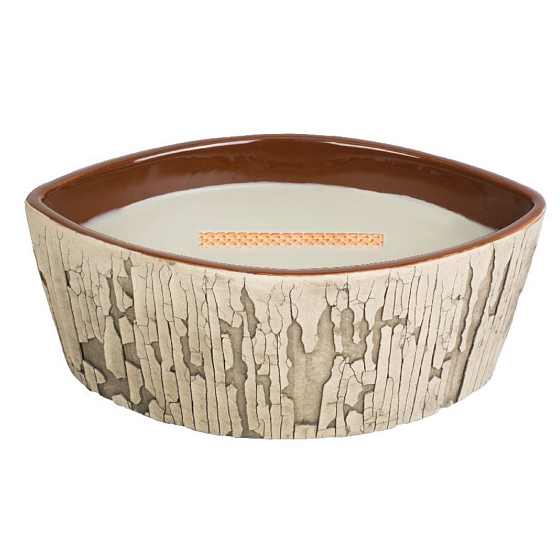 WoodWick Fireside - Kaminfeuer-Duftkerze mit breitem Docht und Deckel aus Holz 453 g