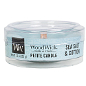 WoodWick Sea Salt & Cotton - Duftkerze aus Meersalz und Baumwolle mit hölzernem Docht petite 31 g