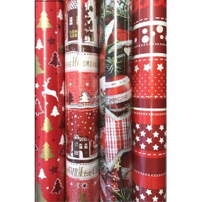 Zöwie Geschenkpapier 70 x 500 cm Weihnachten rot weiß und gold Bäume und Hirsche