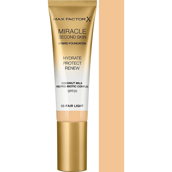Max Factor Miracle Zweite Haut Hybrid Foundation Makeup 02 Fair Light 30 ml