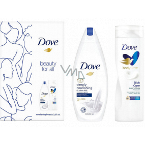 Dove Beauty For All Deeply Nourishing Duschgel 250 ml + Rich Care Bodylotion 250 ml, Kosmetikset