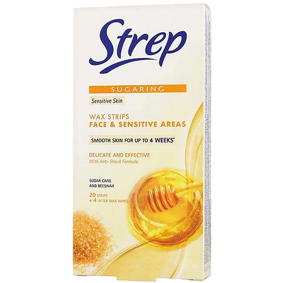 Opilca Strep Sugaring Wachsstreifen für Gesicht und Bikinizone 20 Stück + Wachstuch 4 Stück
