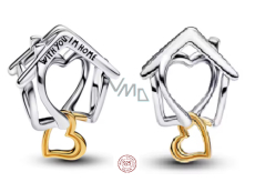 Charm Sterlingové stříbro 925 With You I’m Home – symbol lásky a domova, korálek na náramek rodina