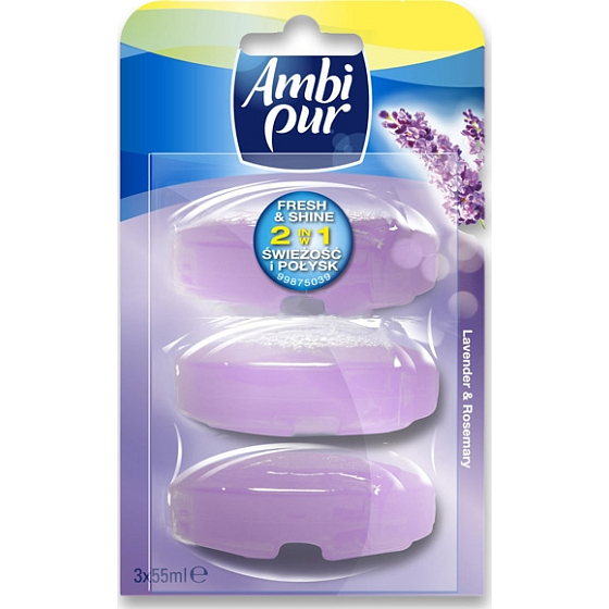 Ambi Pur Fresh & Shine 2in1 Lavendel & Rosmarin WC-Block Nachfüllung 3 x 55 ml