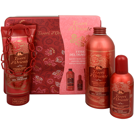 Tesori d Oriente Fiore del Dragone parfümiertes Wasser 100 ml + Duschgel 250 ml + Badeschaum 500 ml, für Frauen Geschenkset