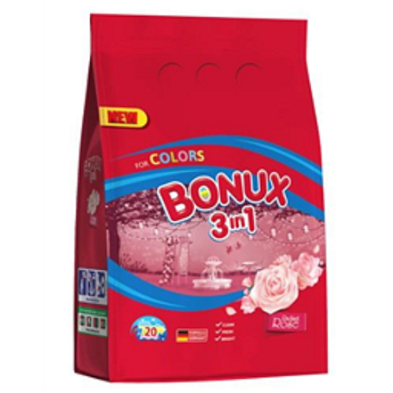Bonux Color Radiant Rose 3 in 1 Waschpulver für farbige Wäsche 20 Dosen von 1,5 kg