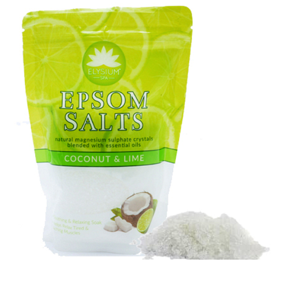 Elysium Spa Kokos und Limette entspannendes Badesalz mit natürlichem Magnesium und ätherischen Ölen 450 g