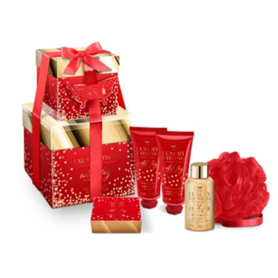 Grace Cole Majestic Duschgel 50 ml + Badeperlen 80 g + Hand- und Nagelcreme 50 ml + Körperlotion 50 ml + Reinigungsschwamm, Geschenkset für die Körperpflege