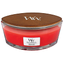 WoodWick Crimson Berries - Rowan Beeren mit Gewürzduftkerze mit breitem Holzdocht und Glasbootdeckel 453 g