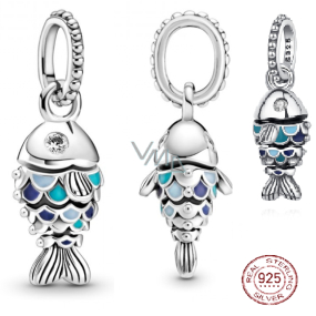 Sterling Silber 925 Blauer schuppiger Fisch, Tierarmband-Anhänger Sterling Silber 925 Blauer schuppiger Fisch, Tierarmband-Anhänger