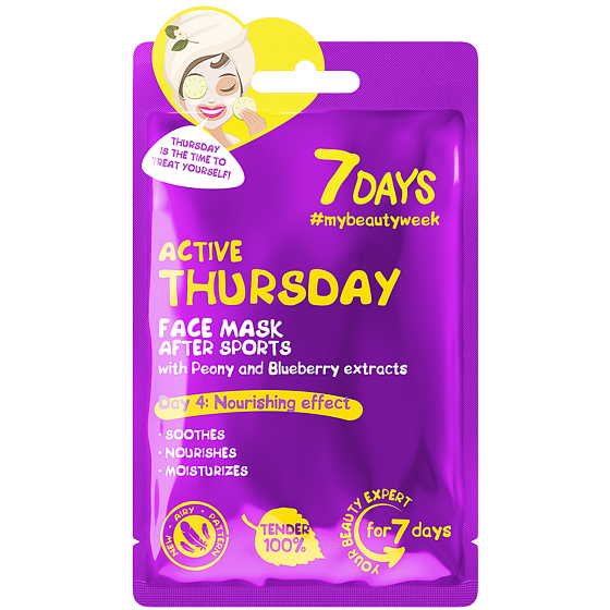 7Days Active Thursday textile Gesichtsmaske für alle Hauttypen 28 g
