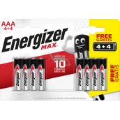 Energizer Max AAA Microbatterie, 4 Stück + 4 Stück gratis