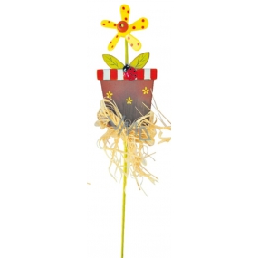 Blumentopf mit gelber Windradaussparung 9 cm + Spieße