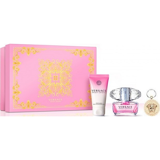 Versace Bright Crystal Eau de Toilette für Frauen 90 ml + Körperlotion 100 ml + Schlüsselring, Geschenkset