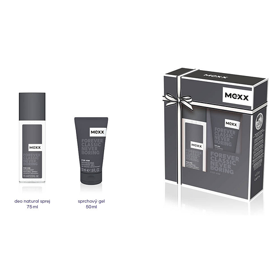 Mexx Forever Classic Nie langweilig für ihn parfümiertes Deodorantglas 75 ml + Duschgel 50 ml, Kosmetikset
