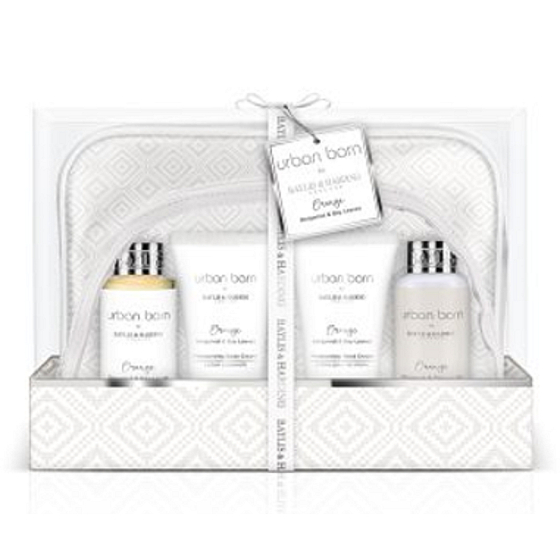 Baylis & Harding Orange, Bergamotte und Lorbeerblätter Reinigungsgel 100 ml + Waschcreme 100 ml + Körpercreme 50 ml + Handcreme 50 ml + Kulturtasche 2 Stück, Kosmetikset