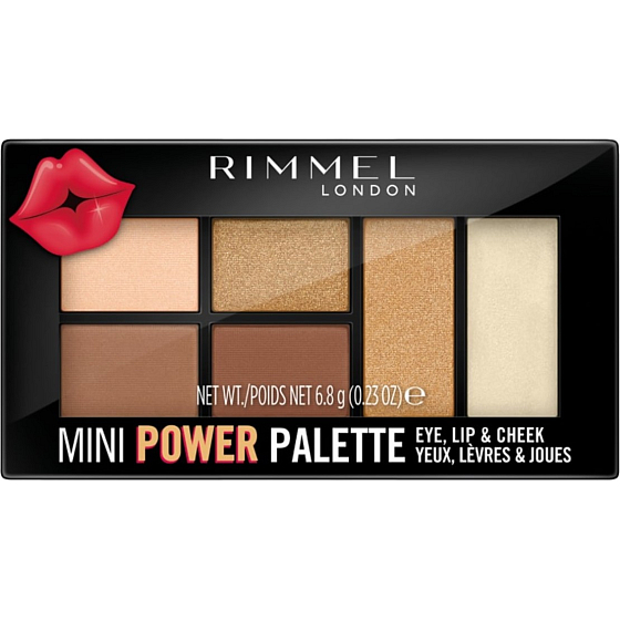 Rimmel London Mini Power Palette Lidschatten-, Lippen- und Wangenpalette 002 Sassy 6,8 g